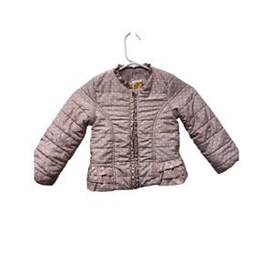 C&C California Puffy Jacket with rufflle detail Pale Pink White dots Toddler 3T